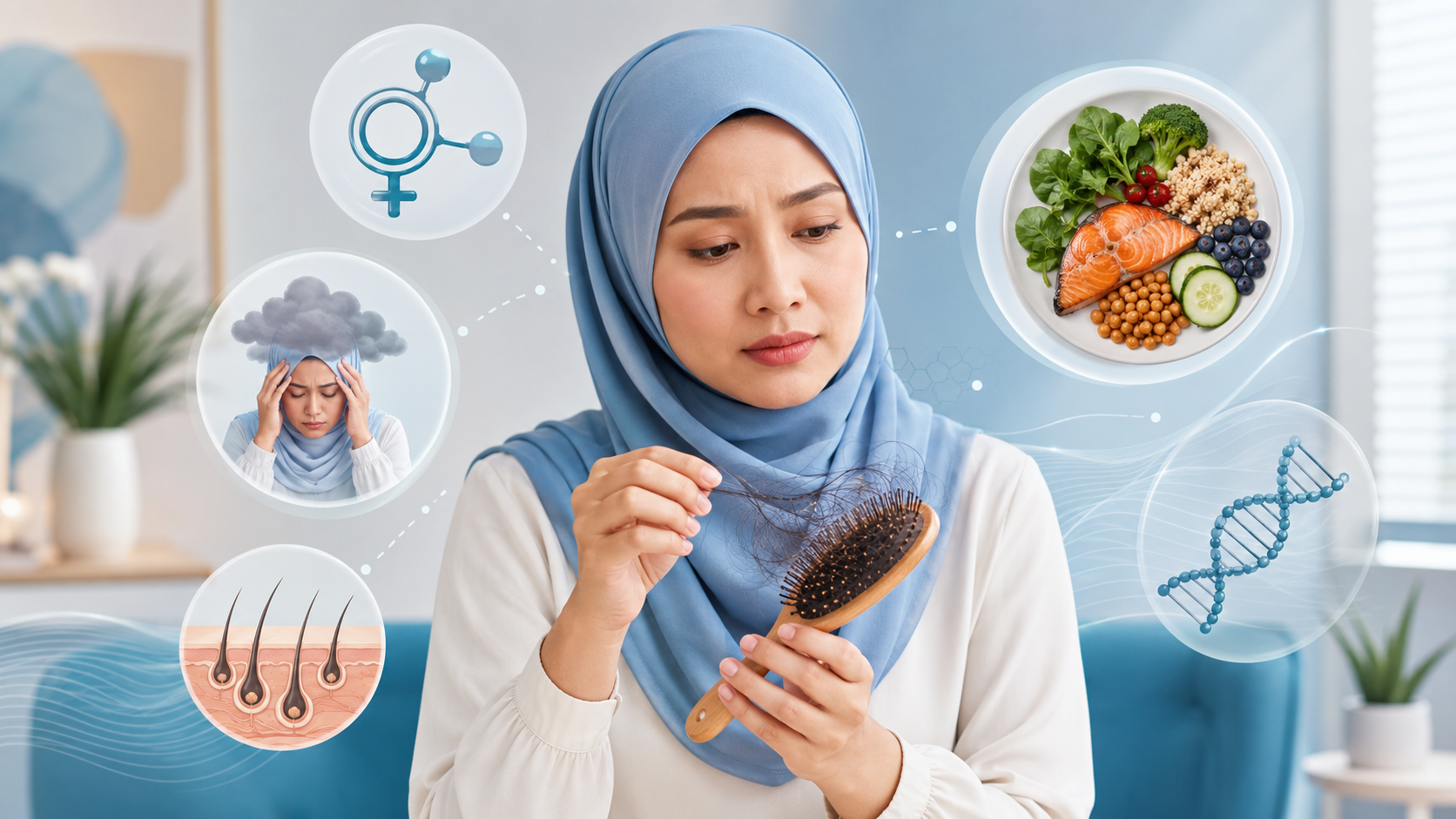 Masalah Rambut Gugur Wanita: Punca Hormon, Stres, Diet atau Genetik?